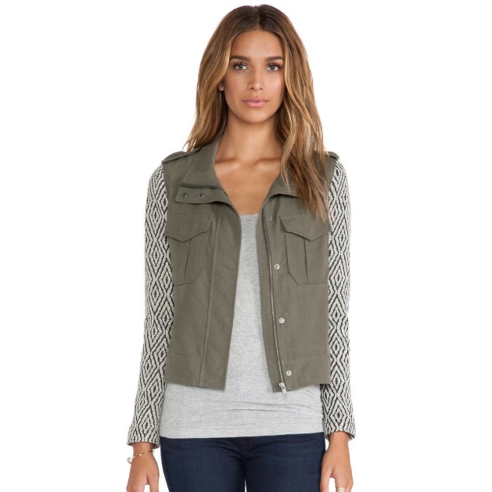 ELLA MOSS | Minka Khaki Green  Tencel Linen Military Knit Jacket  XS